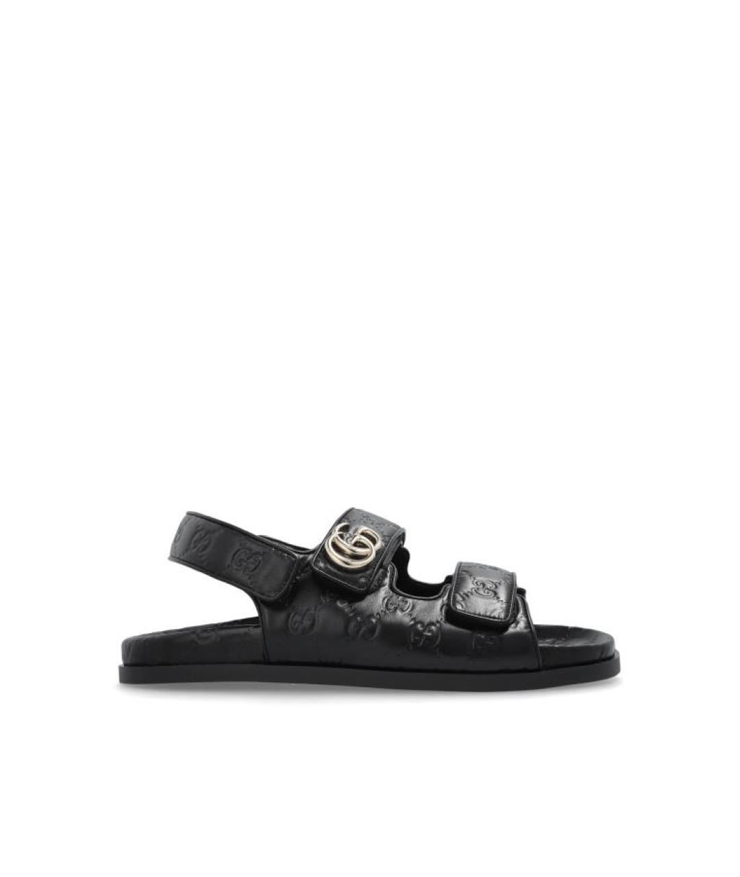 GUCCI Черные кожаные сандалии, фото 1