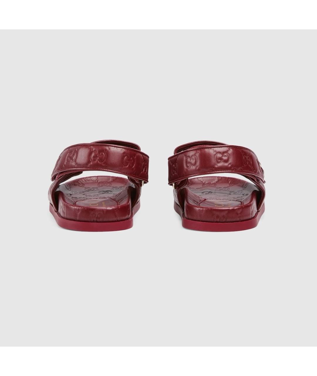 GUCCI Бордовые кожаные сандалии, фото 6