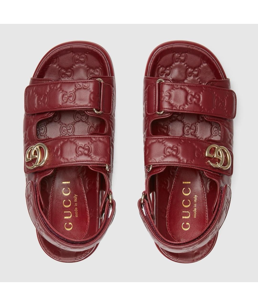 GUCCI Бордовые кожаные сандалии, фото 3