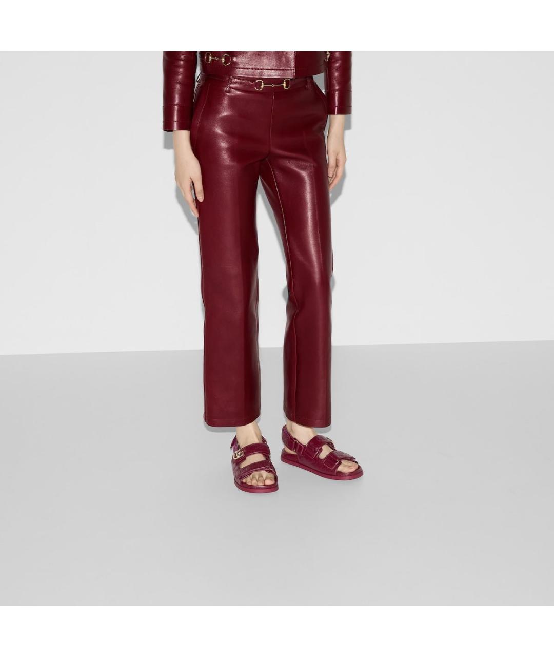 GUCCI Бордовые кожаные сандалии, фото 4