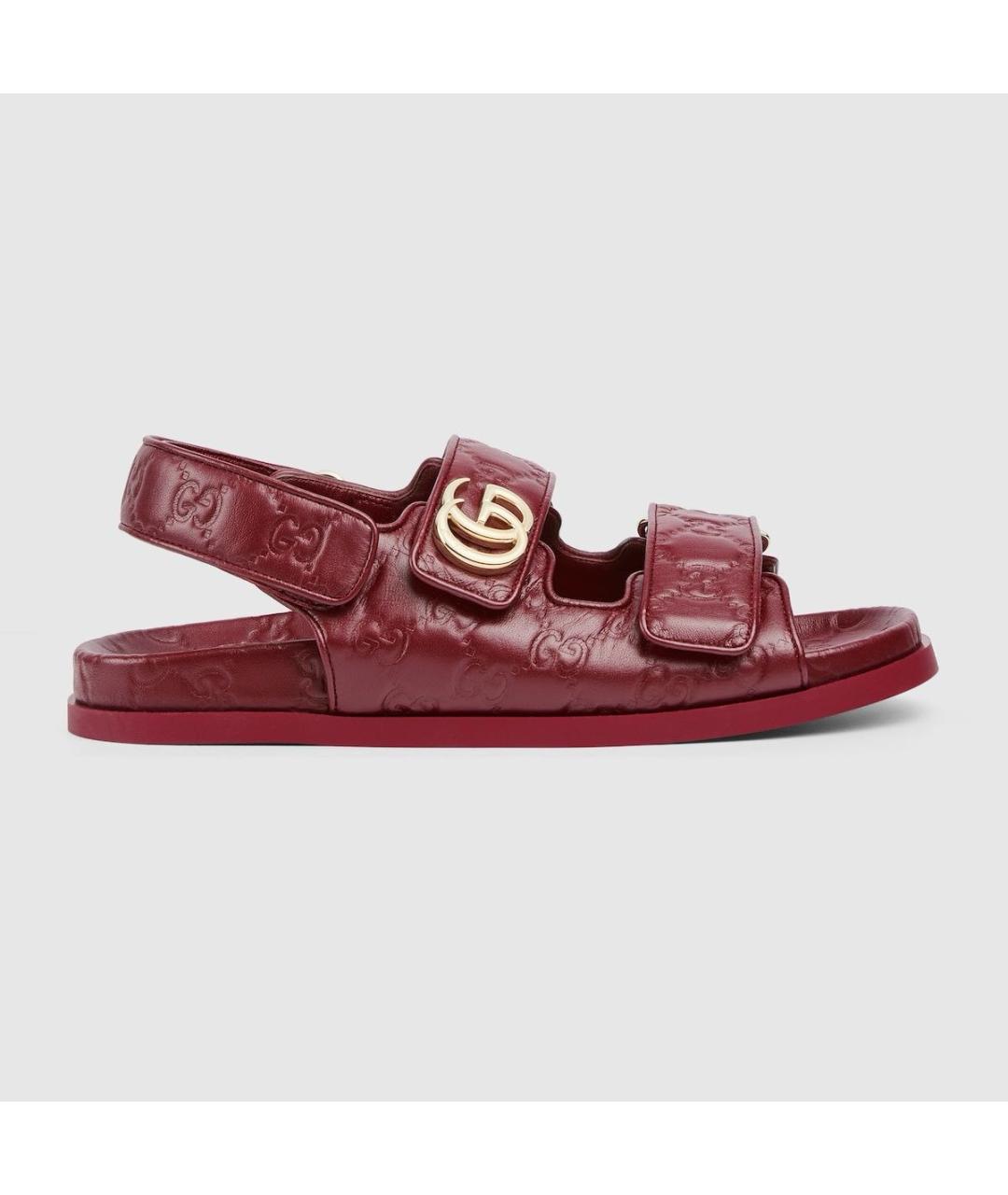 GUCCI Бордовые кожаные сандалии, фото 9