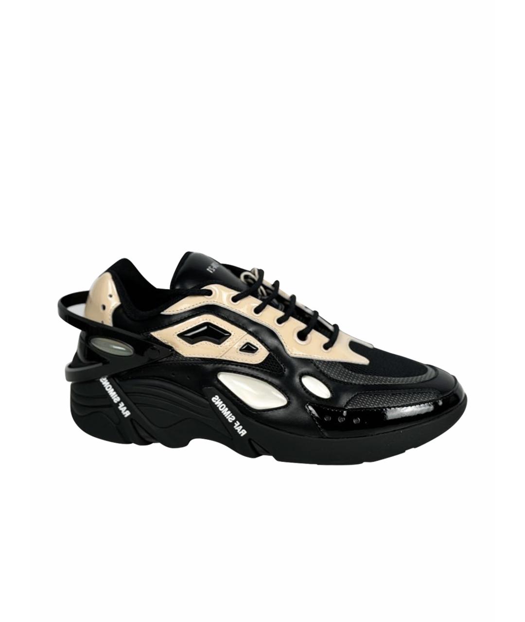 RAF SIMONS Черные кожаные низкие кроссовки / кеды, фото 1