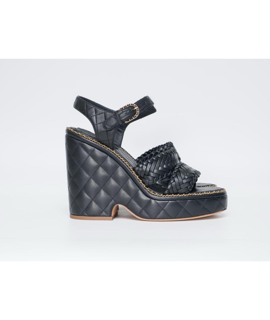 CHANEL Черные кожаные босоножки, фото 8