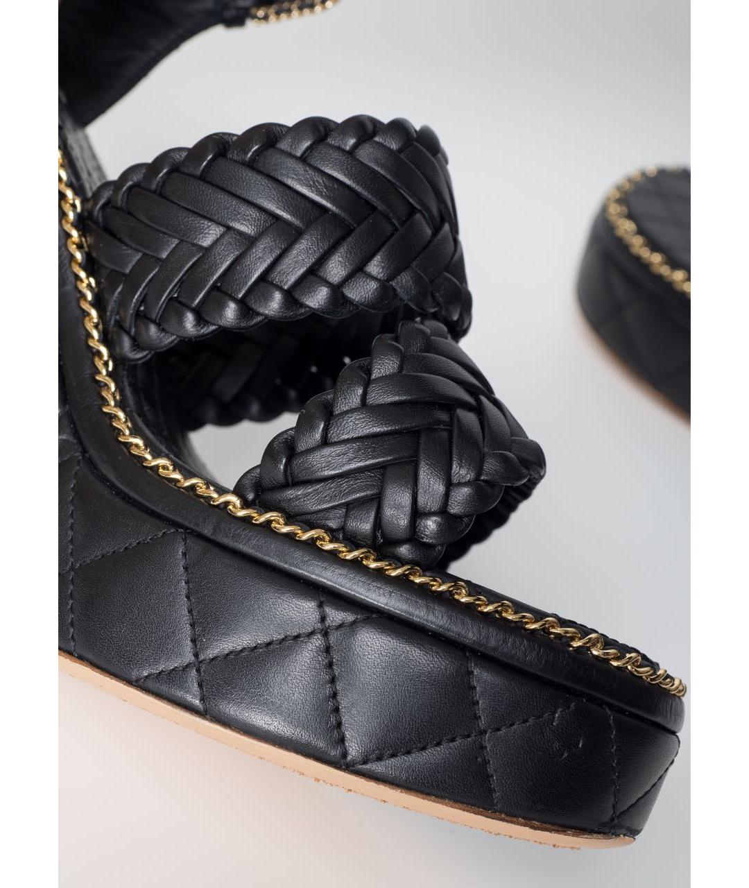 CHANEL Черные кожаные босоножки, фото 6