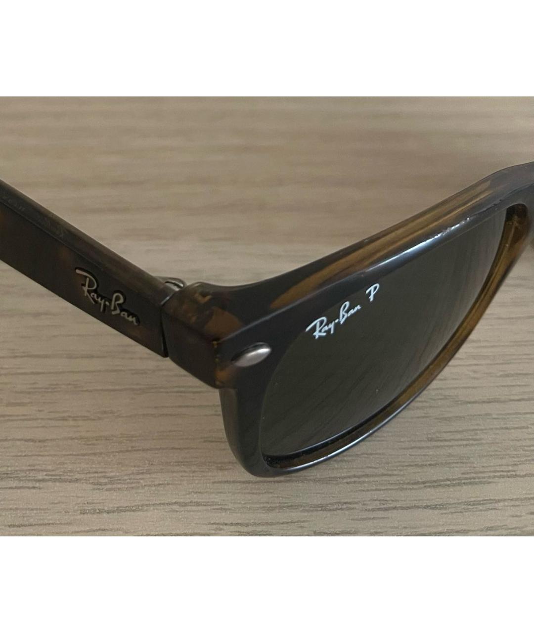 RAY BAN Коричневые пластиковые солнцезащитные очки, фото 3
