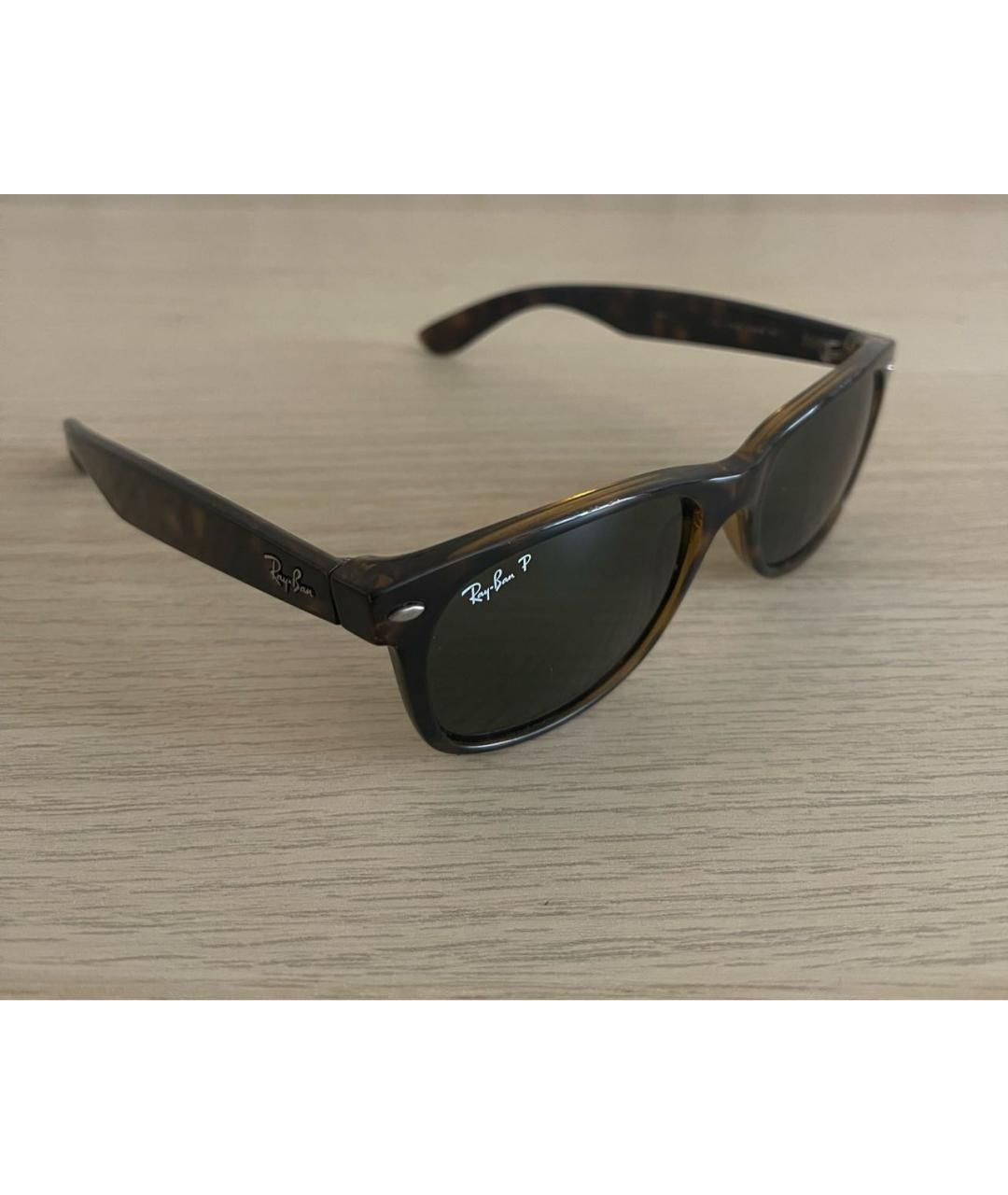 RAY BAN Коричневые пластиковые солнцезащитные очки, фото 2