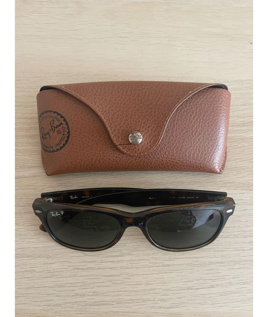 RAY BAN Коричневые пластиковые солнцезащитные очки, фото 4