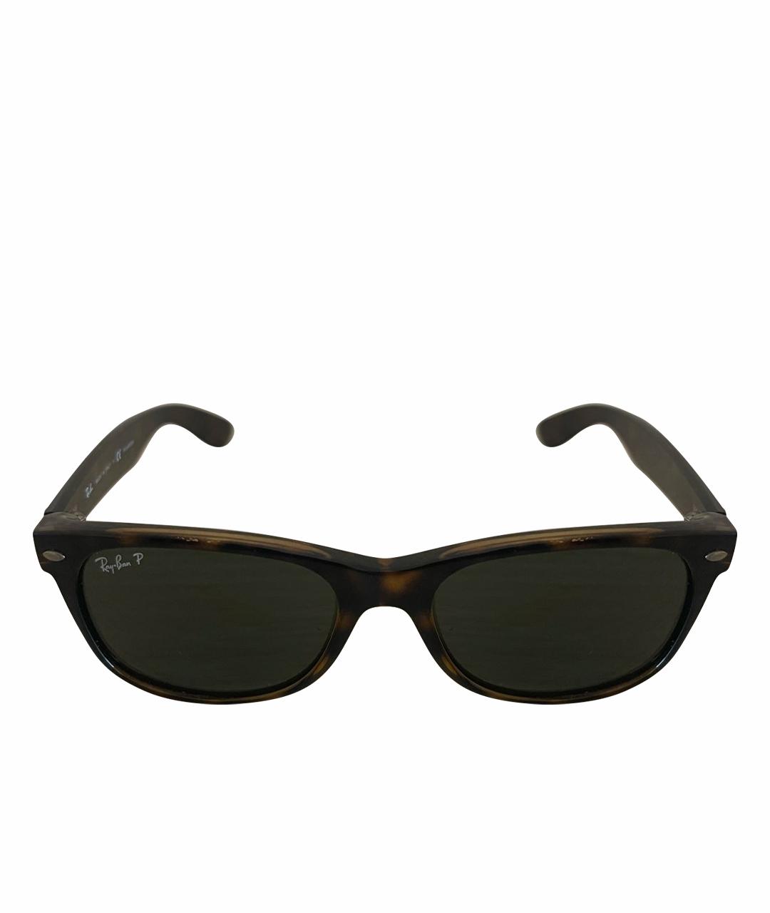 RAY BAN Коричневые пластиковые солнцезащитные очки, фото 1