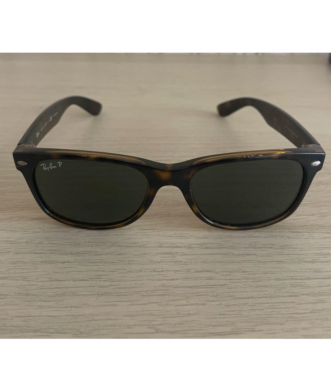 RAY BAN Коричневые пластиковые солнцезащитные очки, фото 7