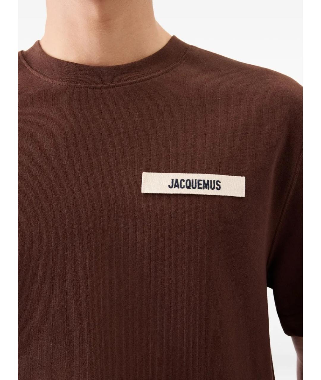 JACQUEMUS Коричневая хлопковая футболка, фото 4