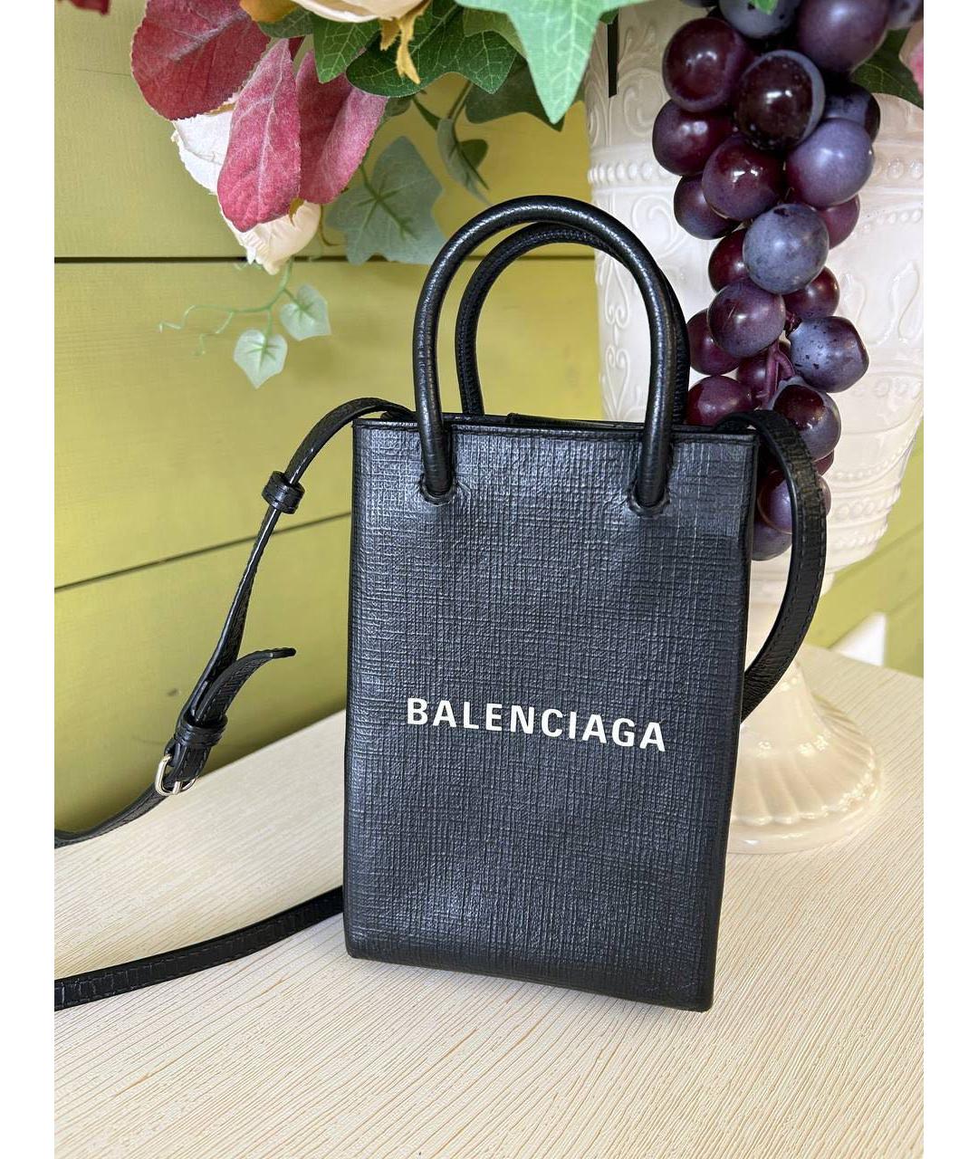 BALENCIAGA Черная кожаная сумка через плечо, фото 4