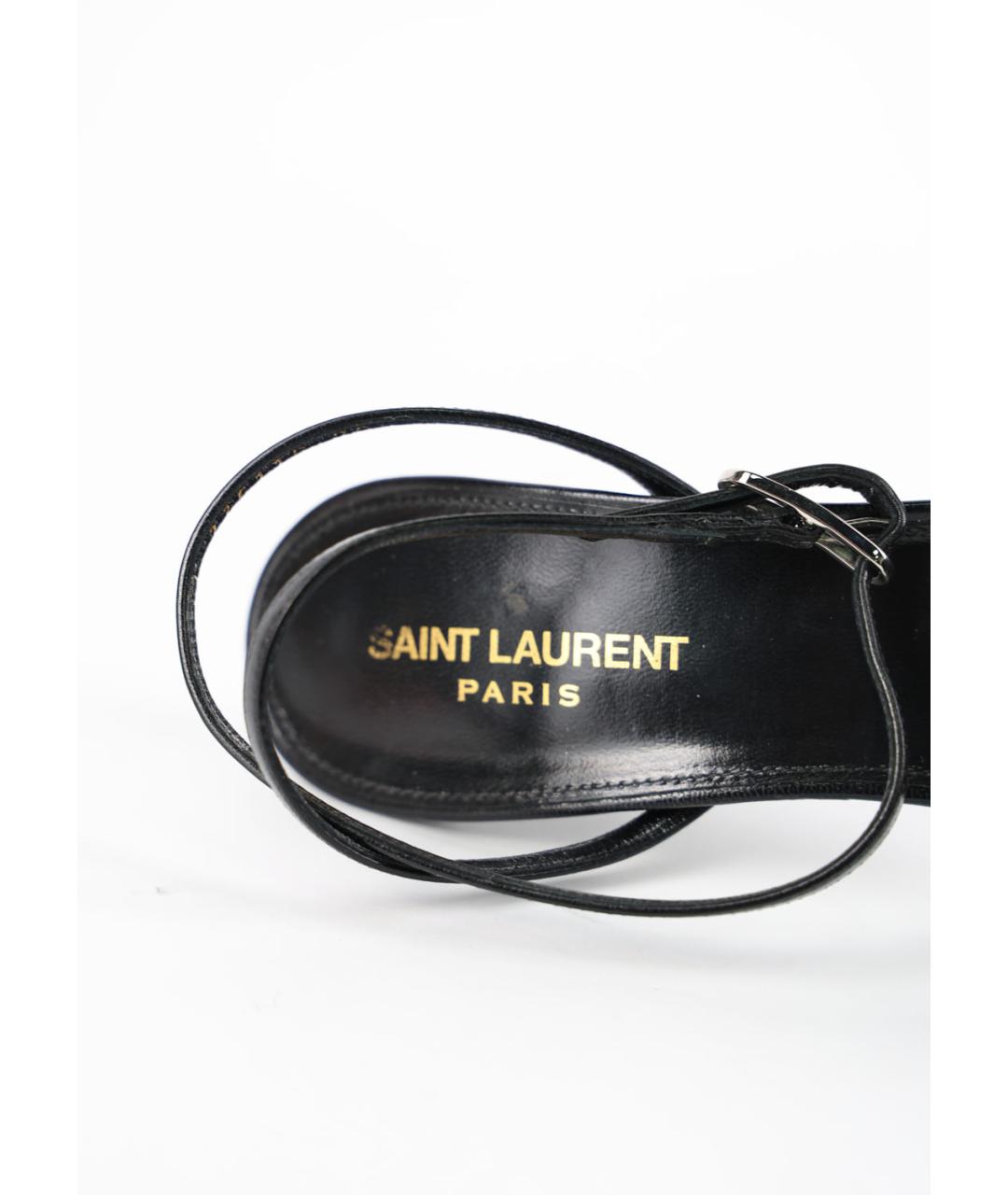 SAINT LAURENT Черные кожаные босоножки, фото 5