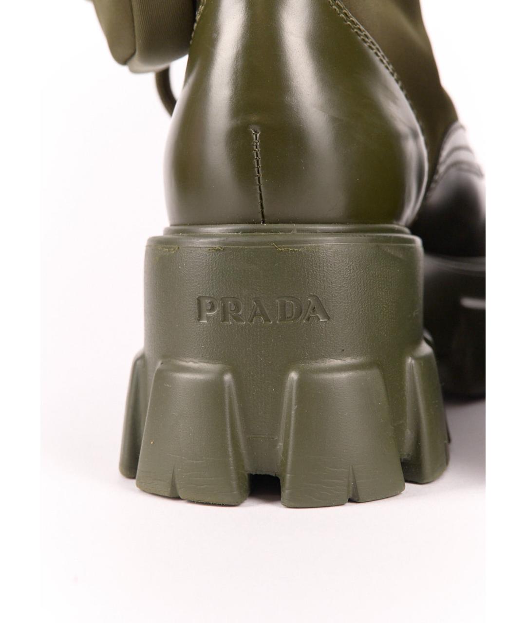 PRADA Хаки кожаные ботинки, фото 5