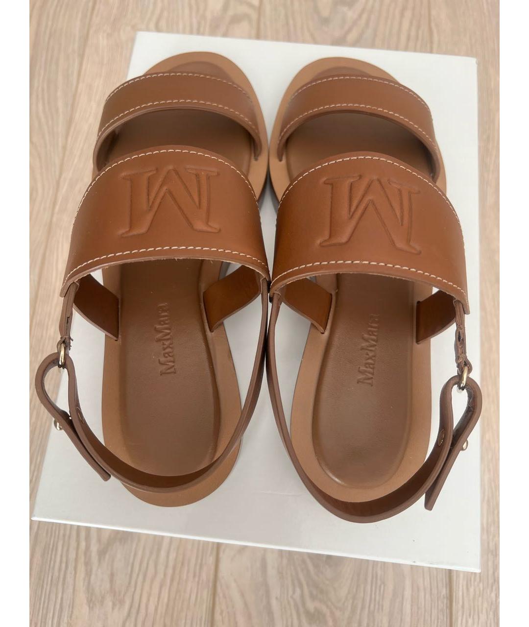 'S MAX MARA Коричневые кожаные босоножки, фото 3
