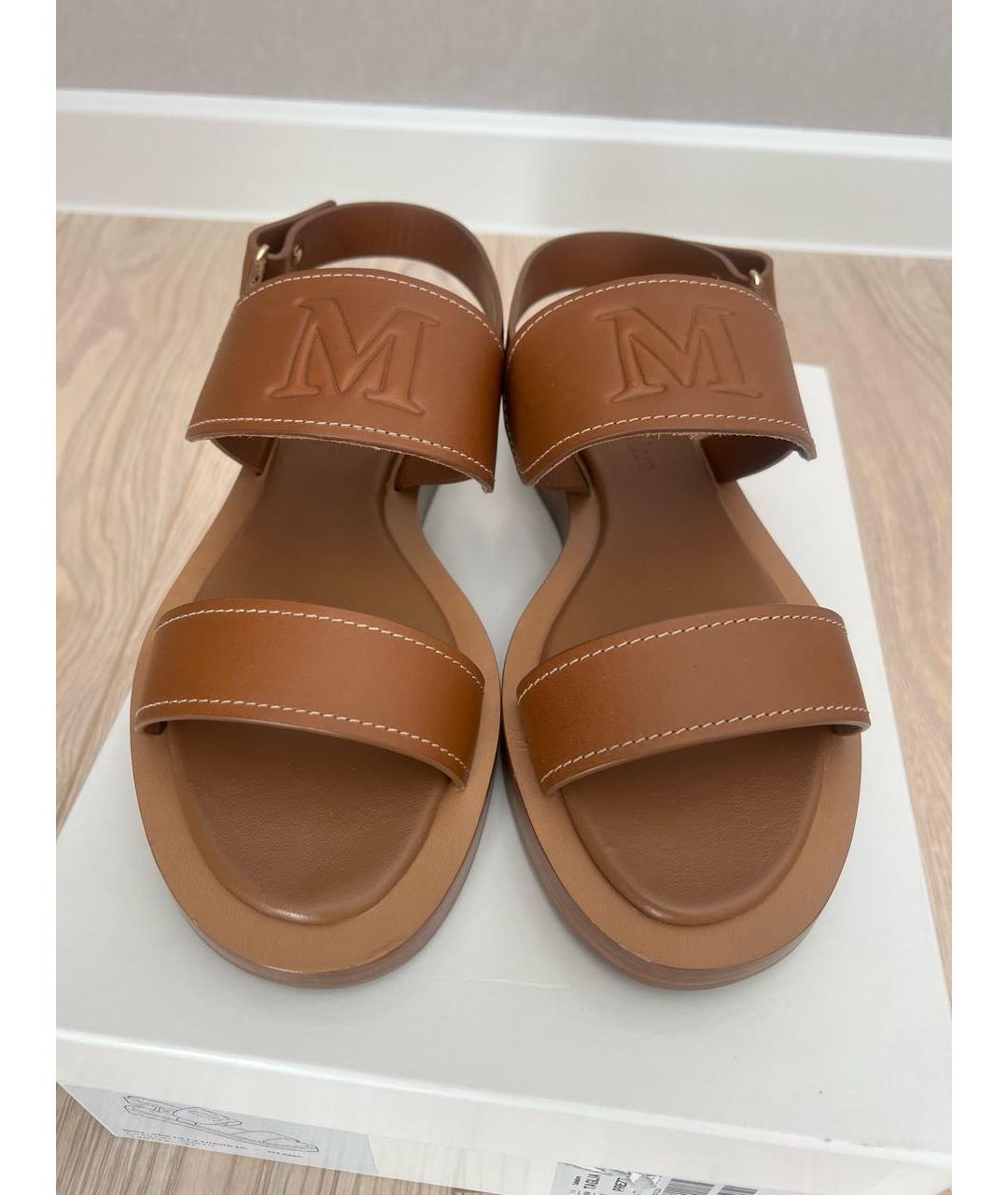 'S MAX MARA Коричневые кожаные босоножки, фото 2