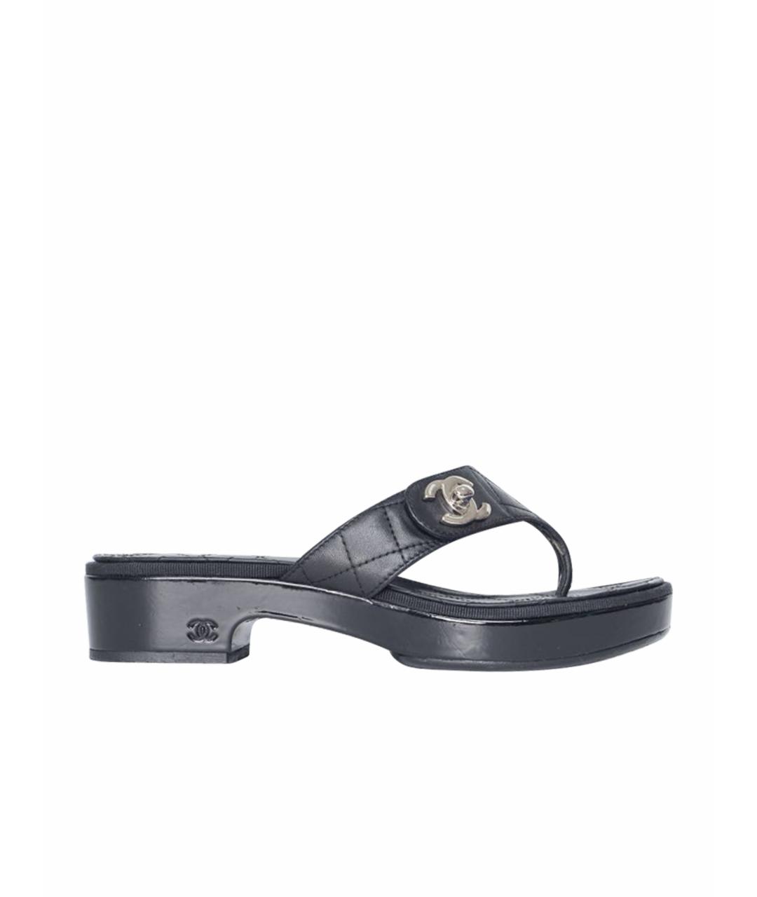 CHANEL Черные кожаные сабо, фото 1