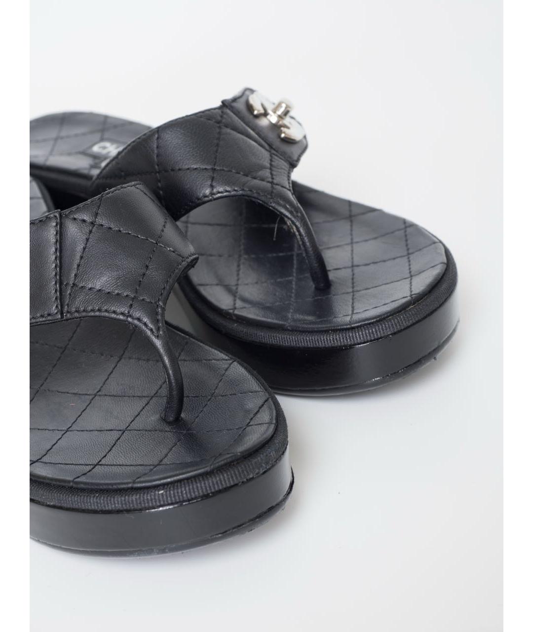 CHANEL Черные кожаные сабо, фото 5