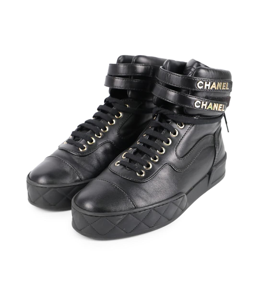 CHANEL Черные кожаные кеды, фото 2