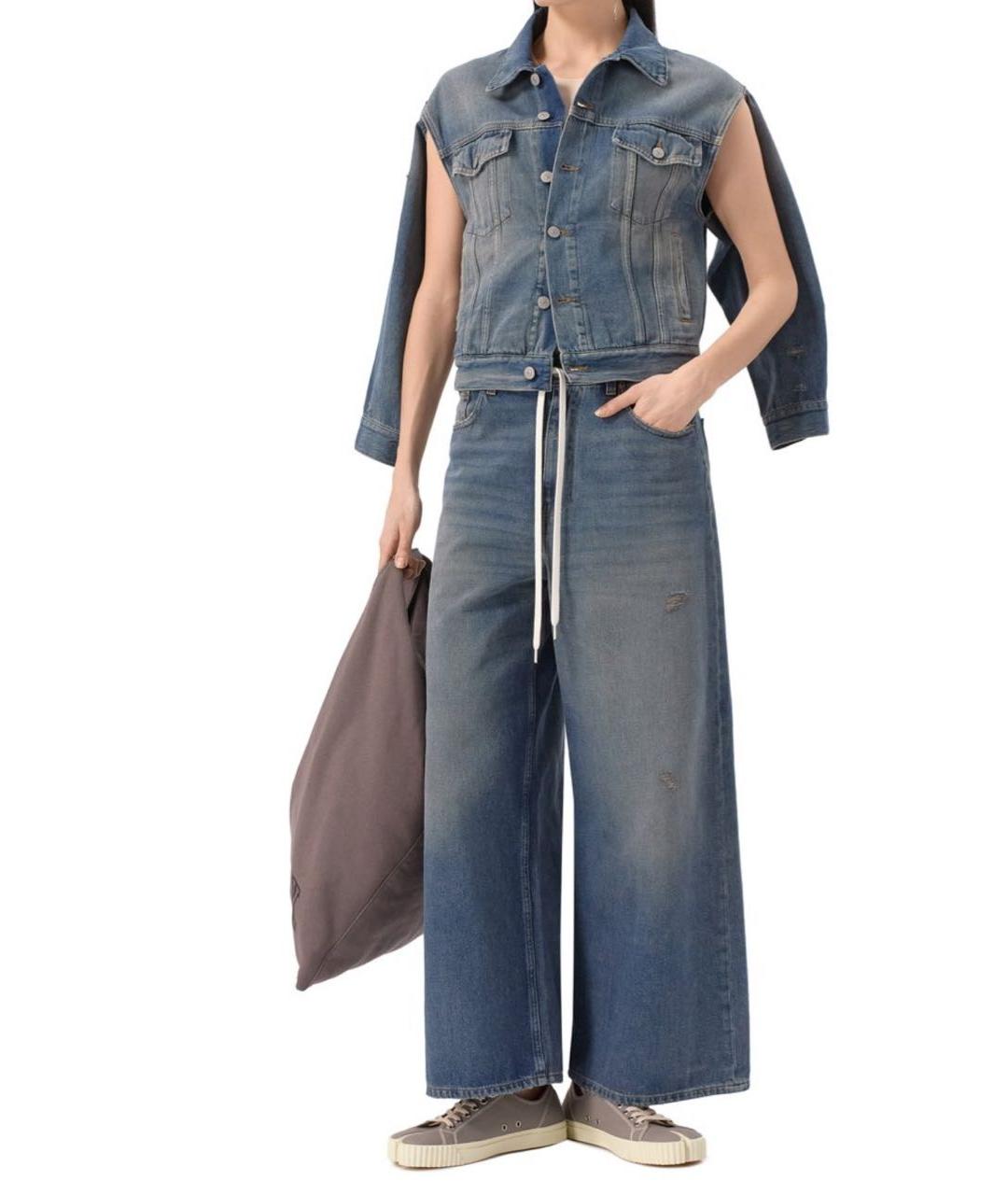 MM6 MAISON MARGIELA Синие хлопковые джинсы клеш, фото 2