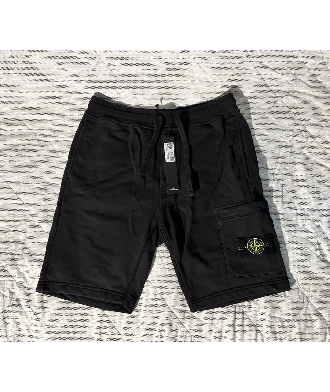STONE ISLAND Черные хлопковые шорты, фото 9