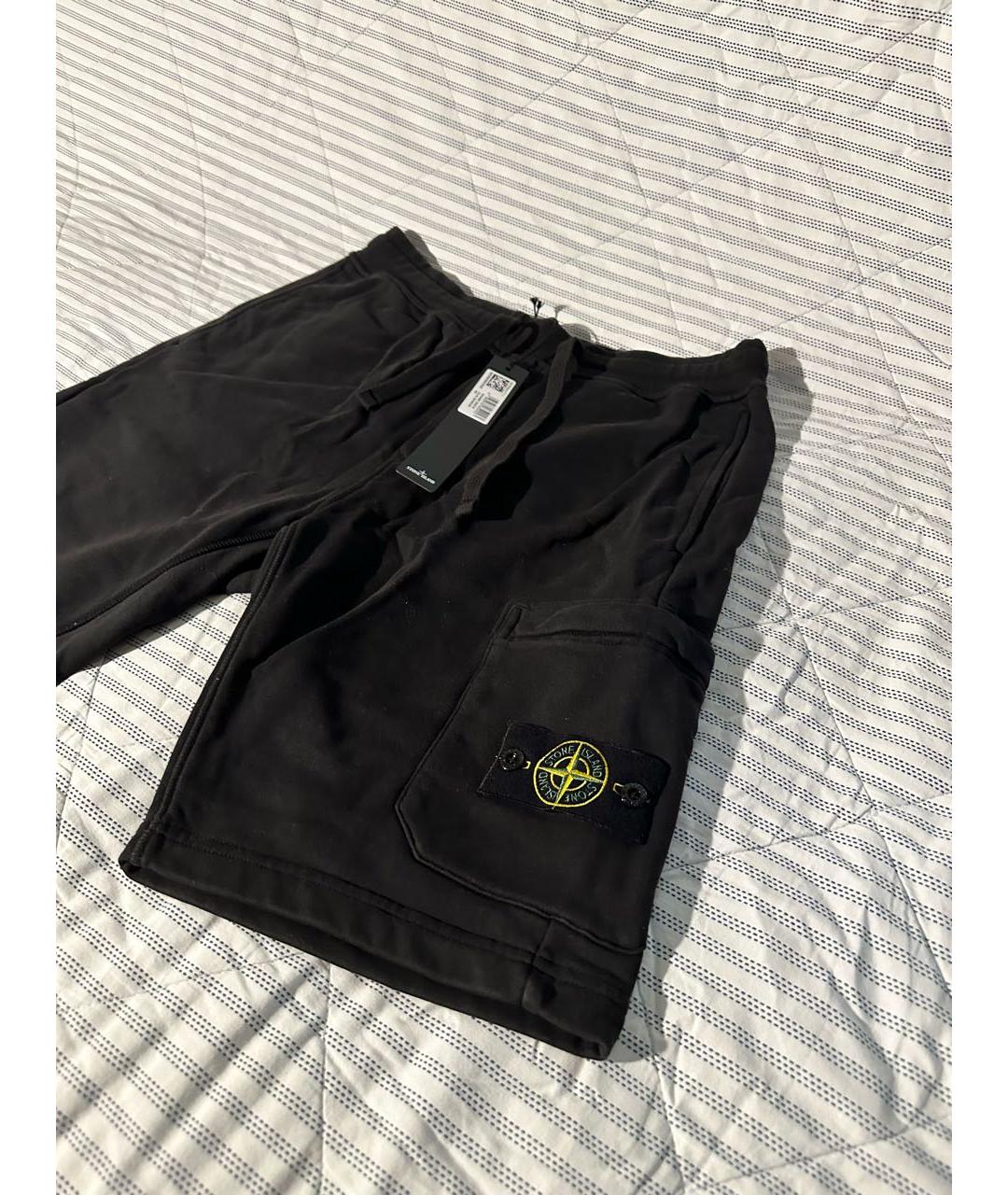 STONE ISLAND Черные хлопковые шорты, фото 2