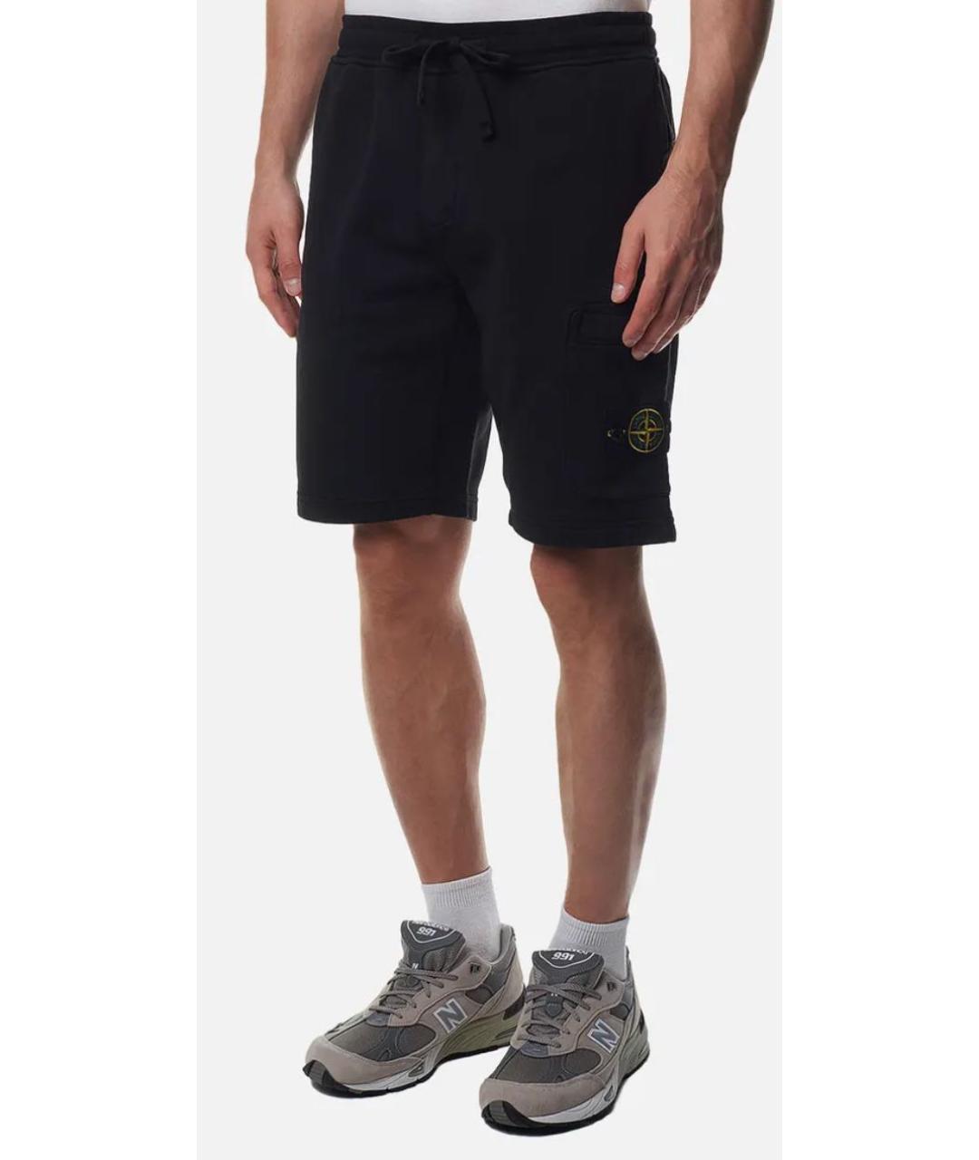 STONE ISLAND Черные хлопковые шорты, фото 8