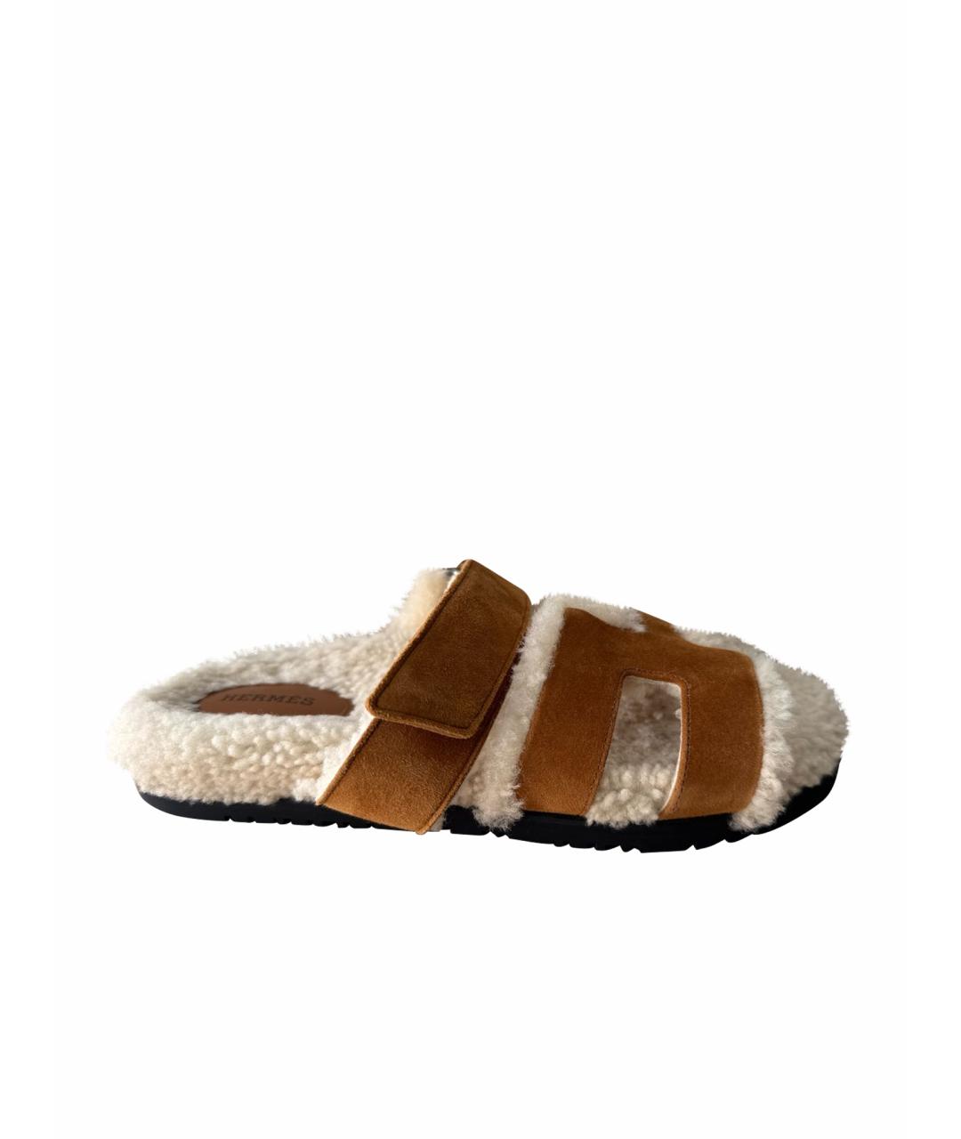 HERMES Коричневые замшевые сандалии, фото 1