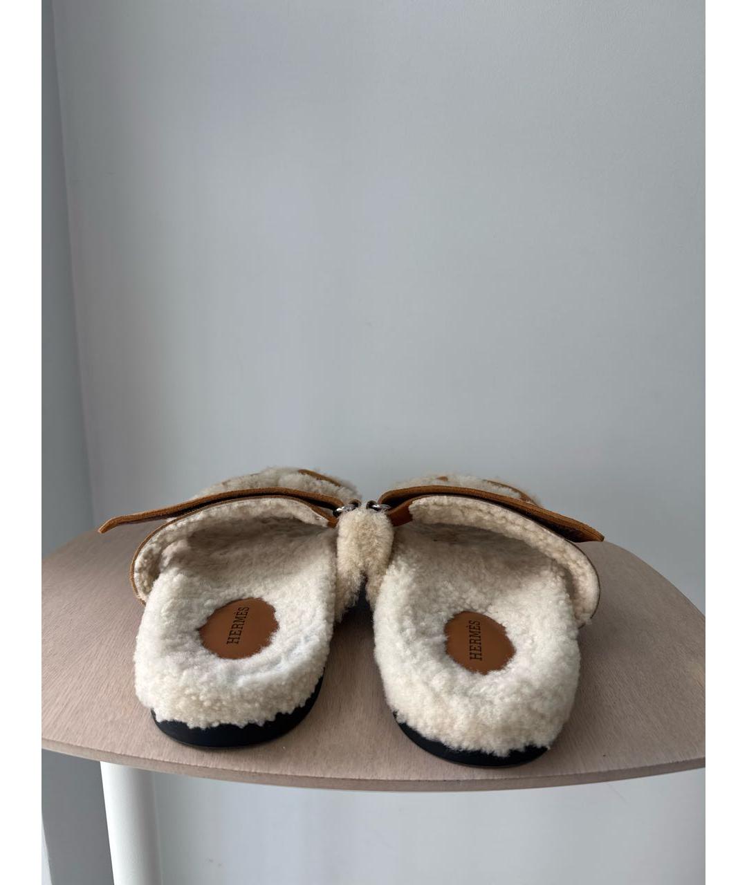 HERMES Коричневые замшевые сандалии, фото 4