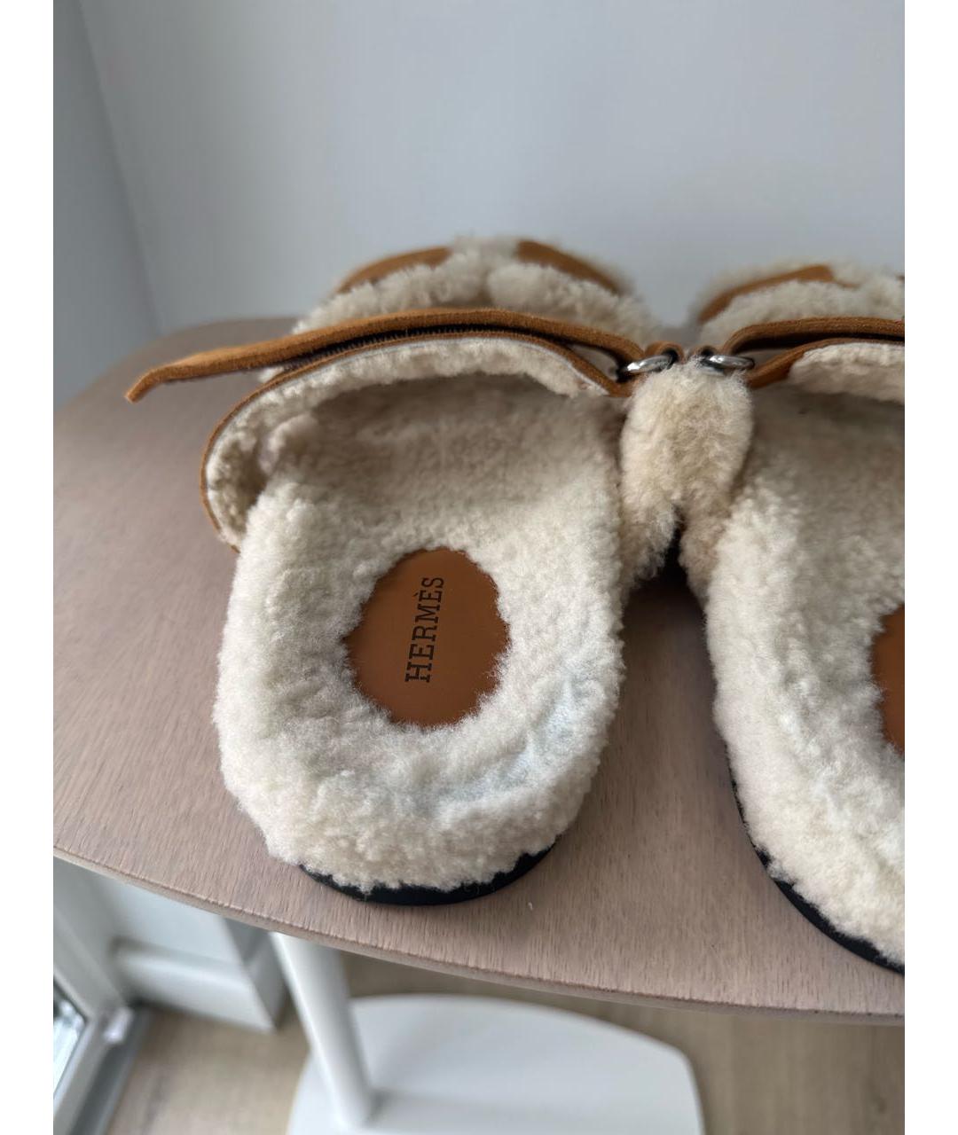 HERMES Коричневые замшевые сандалии, фото 5