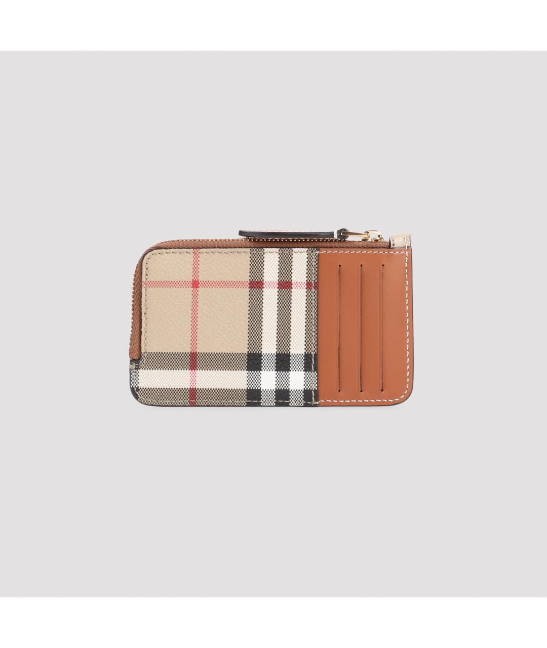 BURBERRY Бежевый кожаный кардхолдер, фото 2