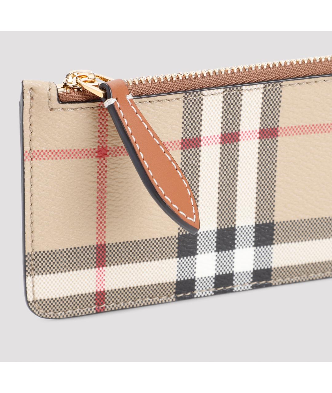 BURBERRY Бежевый кожаный кардхолдер, фото 3