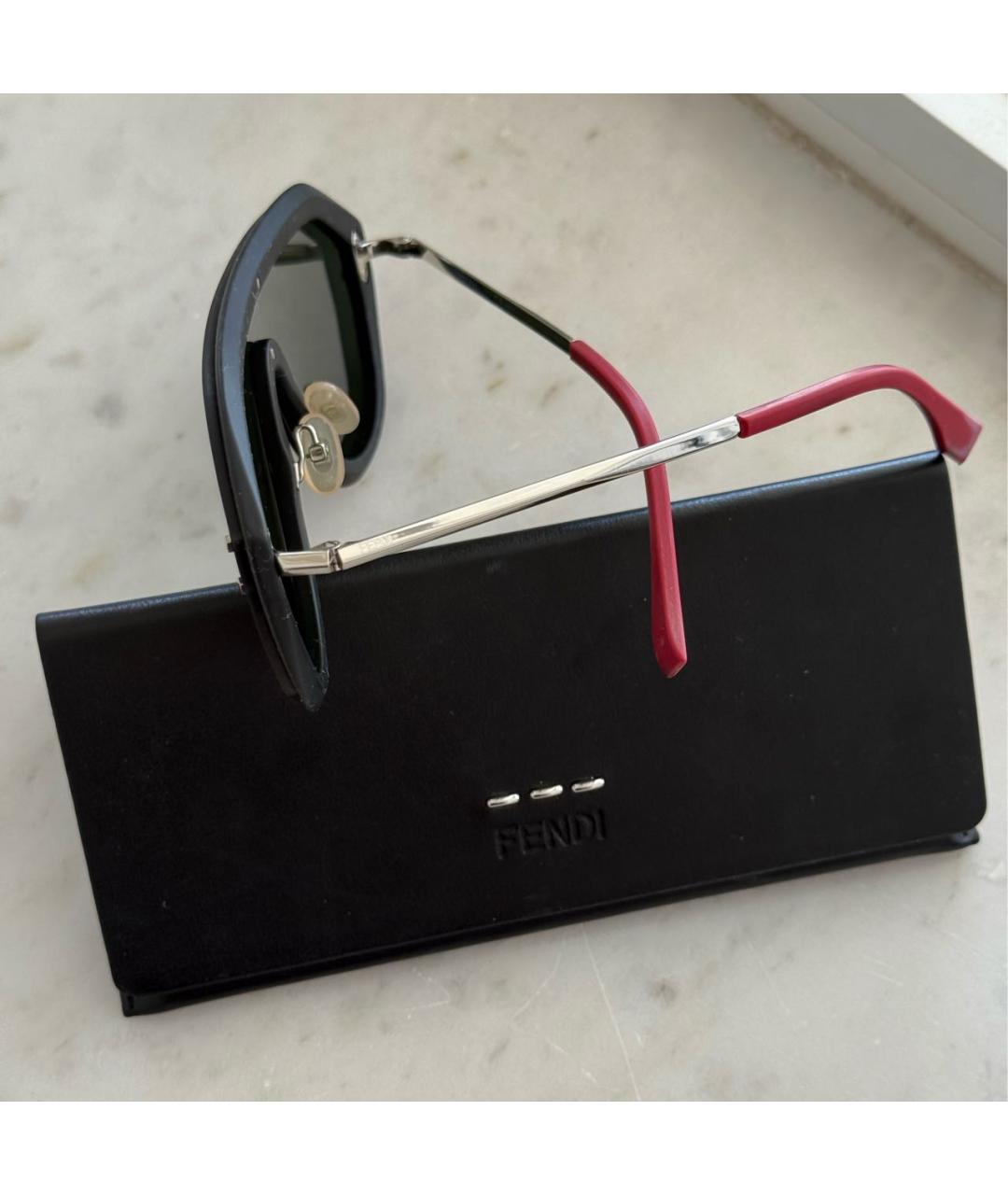FENDI Темно-синие металлические солнцезащитные очки, фото 2
