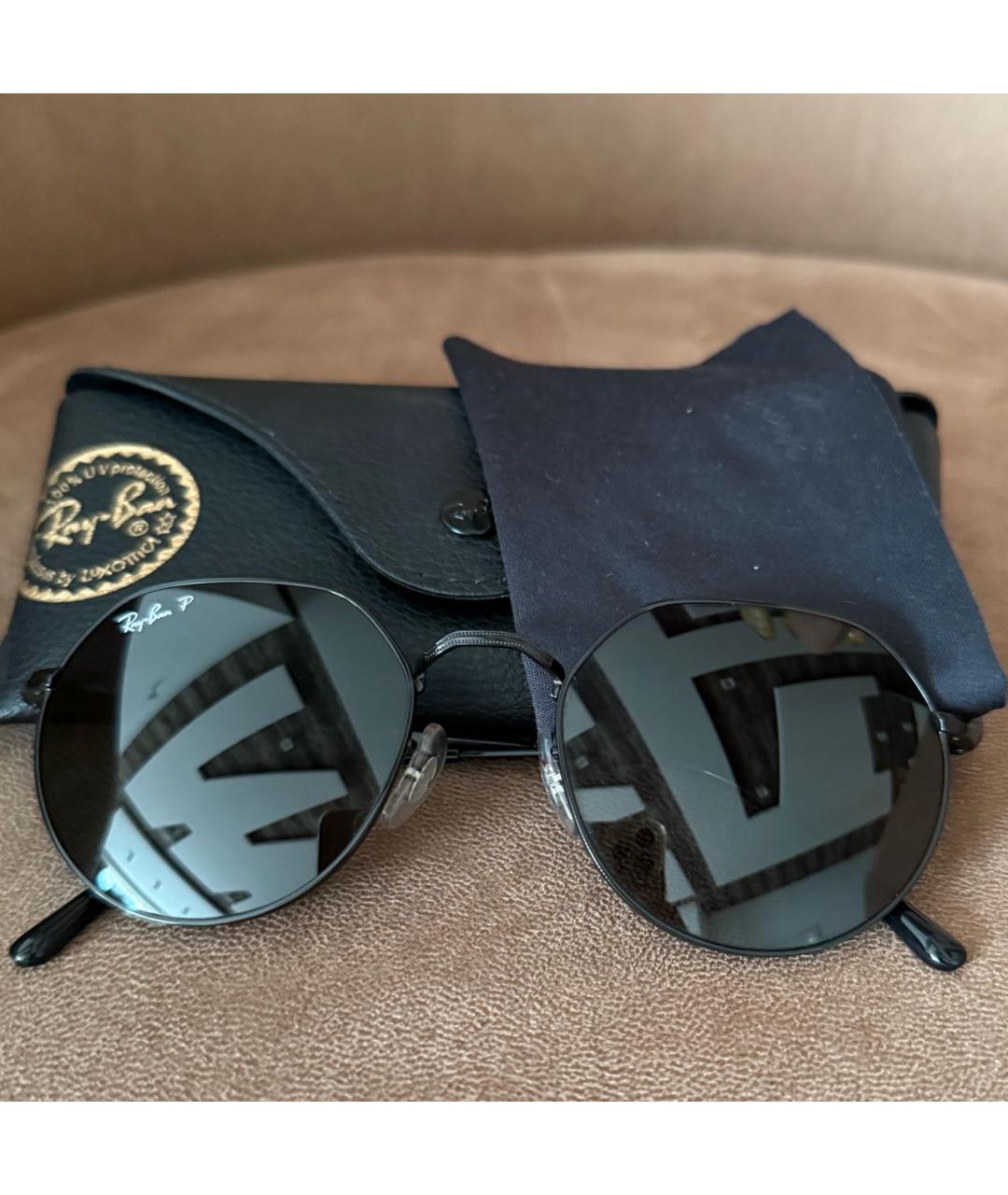 RAY BAN Черные металлические солнцезащитные очки, фото 2