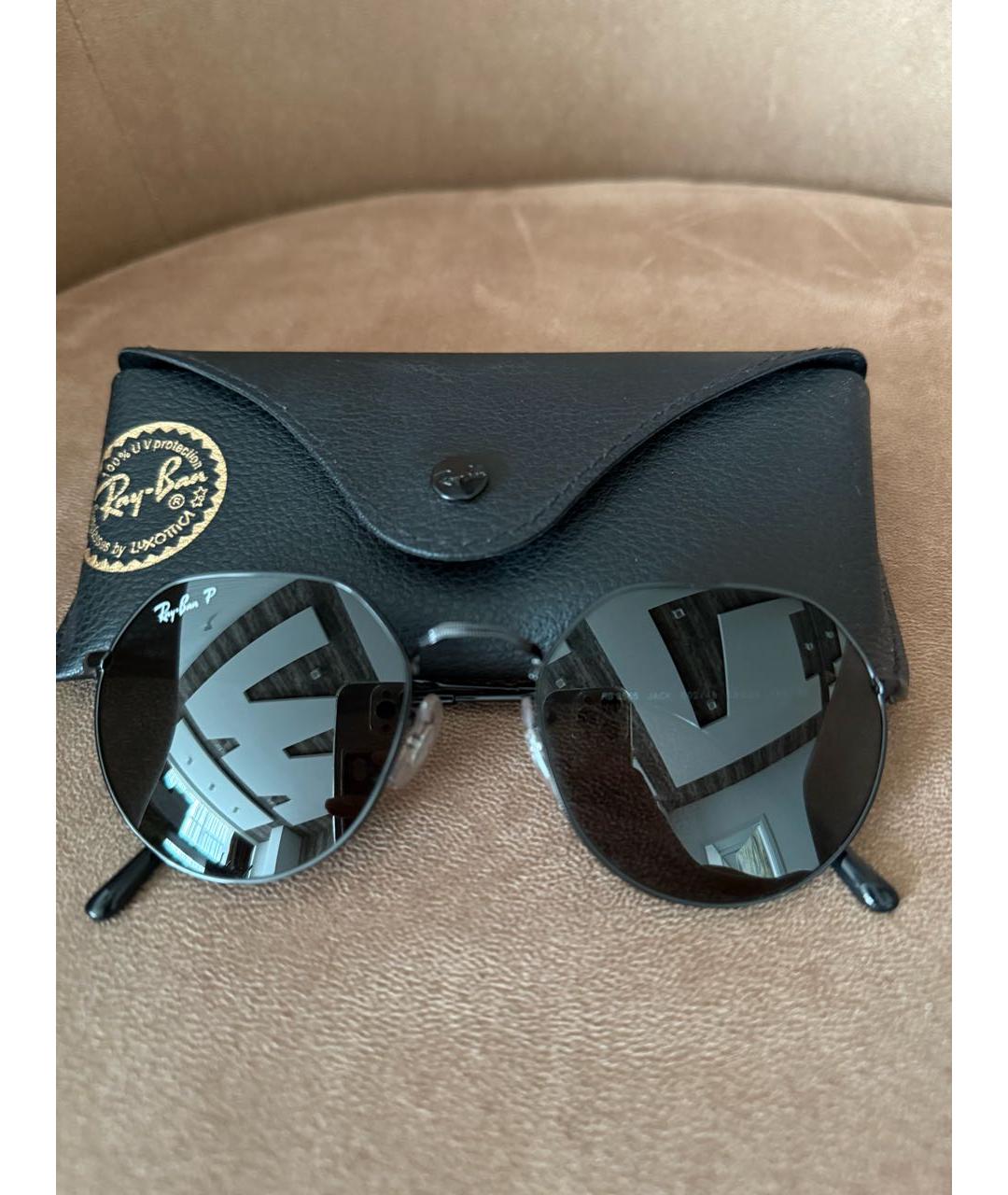 RAY BAN Черные металлические солнцезащитные очки, фото 3