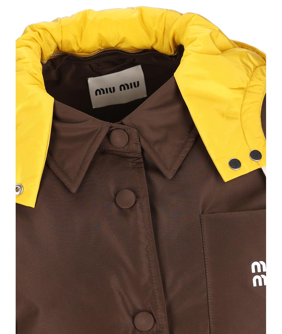 MIU MIU Коричневая полиэстеровая куртка, фото 2