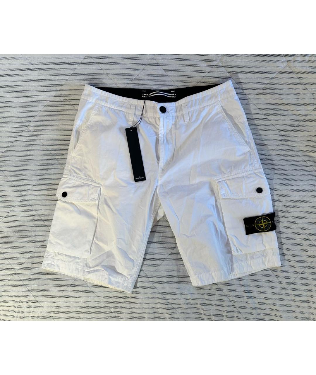 STONE ISLAND Белые хлопковые шорты, фото 6