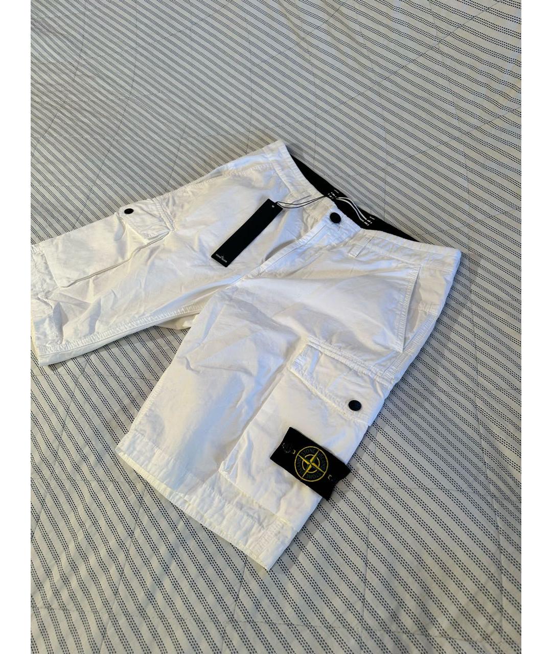 STONE ISLAND Белые хлопковые шорты, фото 2