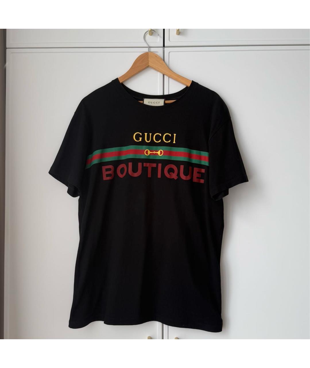 GUCCI Черная хлопко-полиэстеровая футболка, фото 4