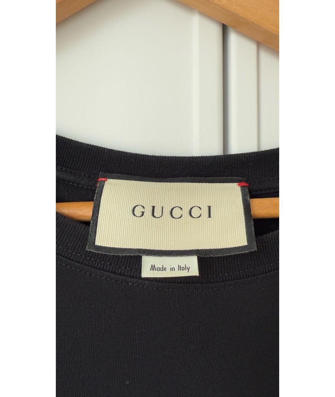 GUCCI Черная хлопко-полиэстеровая футболка, фото 3