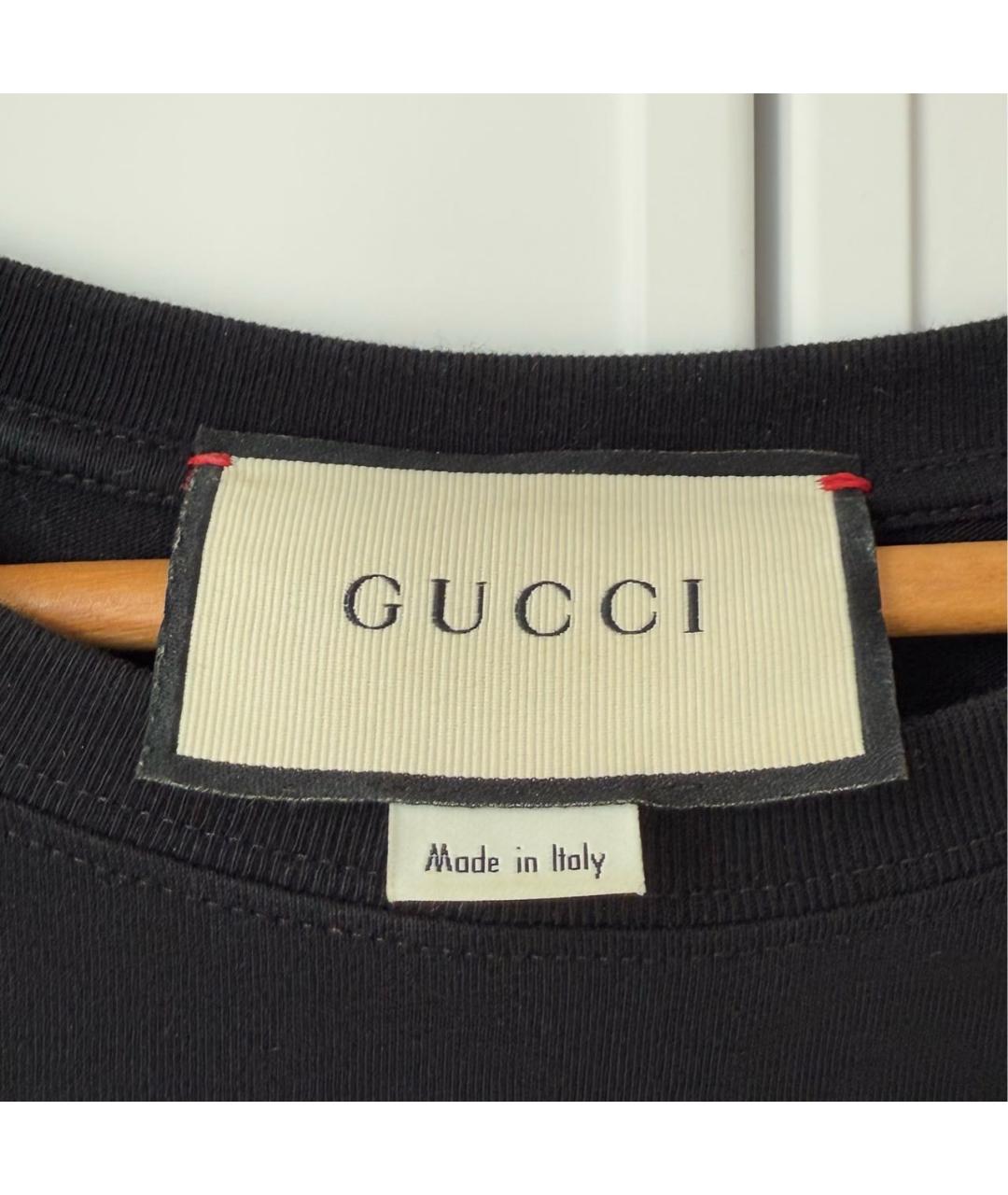 GUCCI Черная хлопковая футболка, фото 3