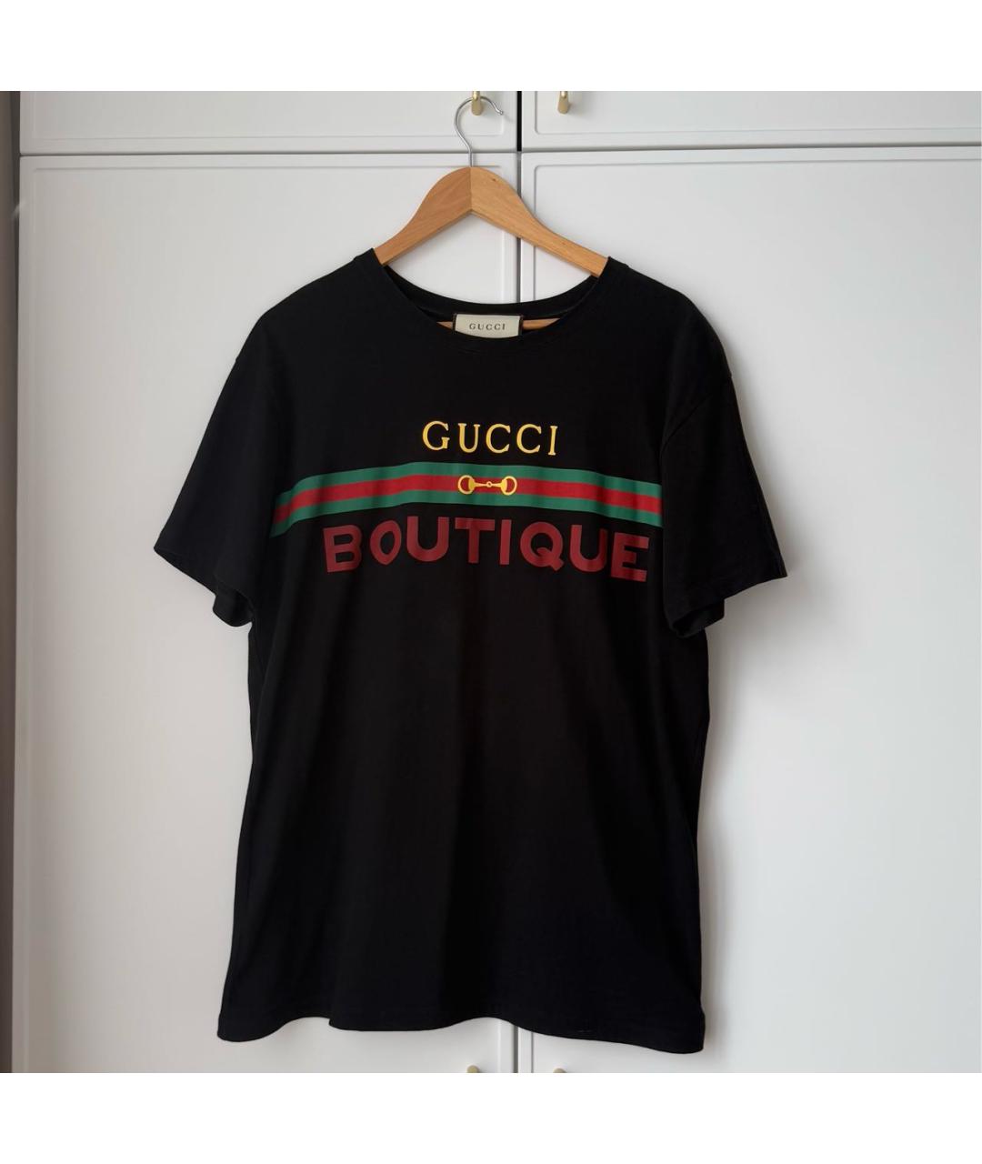 GUCCI Черная хлопковая футболка, фото 4