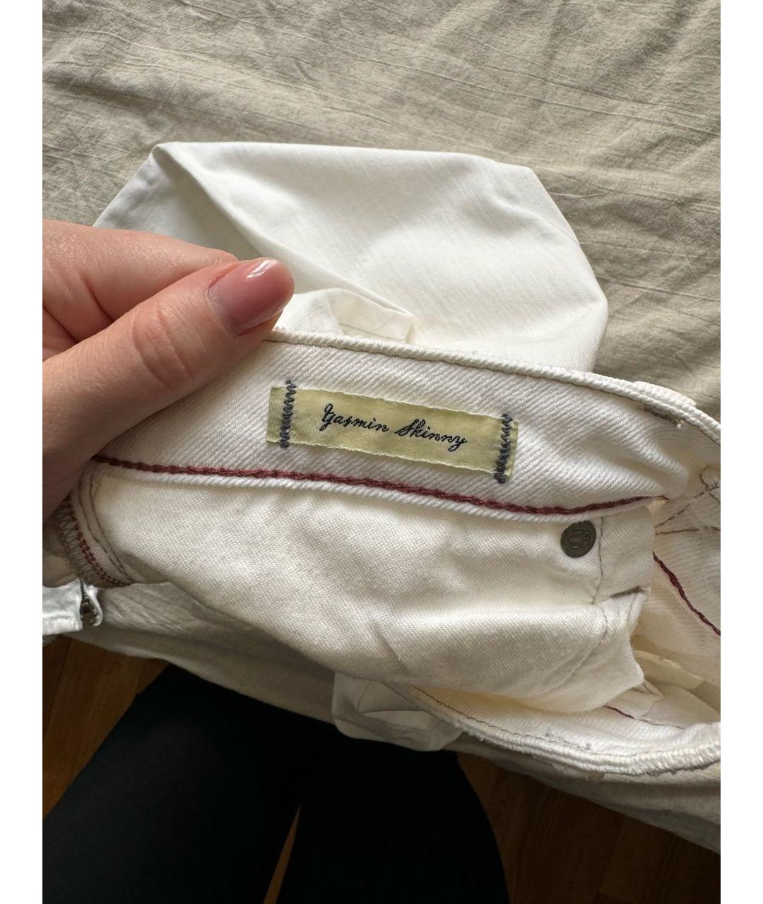 RALPH LAUREN Белые хлопко-эластановые джинсы слим, фото 3