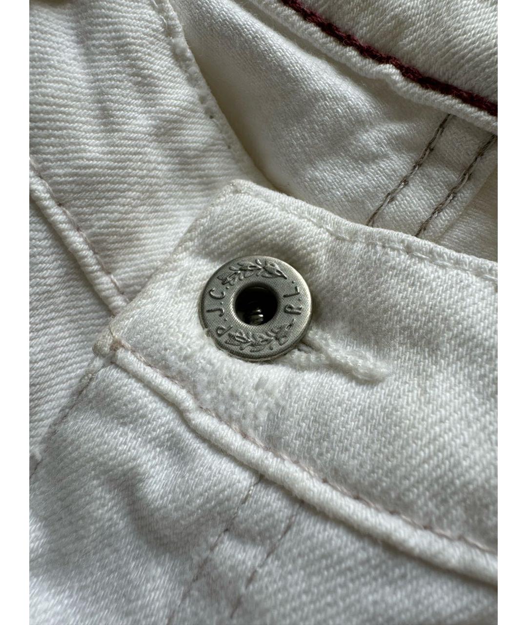 RALPH LAUREN Белые хлопко-эластановые джинсы слим, фото 4
