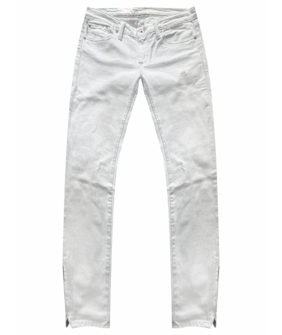 RALPH LAUREN Белые хлопко-эластановые джинсы слим, фото 1