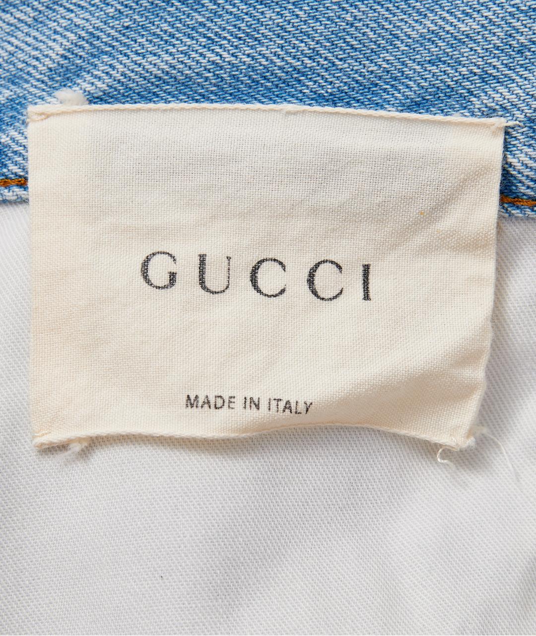 GUCCI Голубые хлопковые джинсы клеш, фото 4