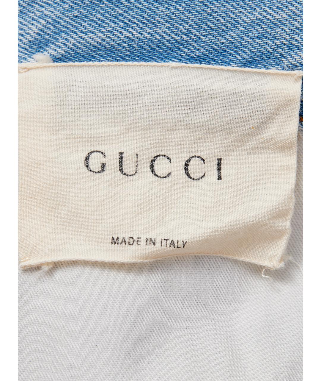 GUCCI Голубые хлопковые джинсы клеш, фото 10