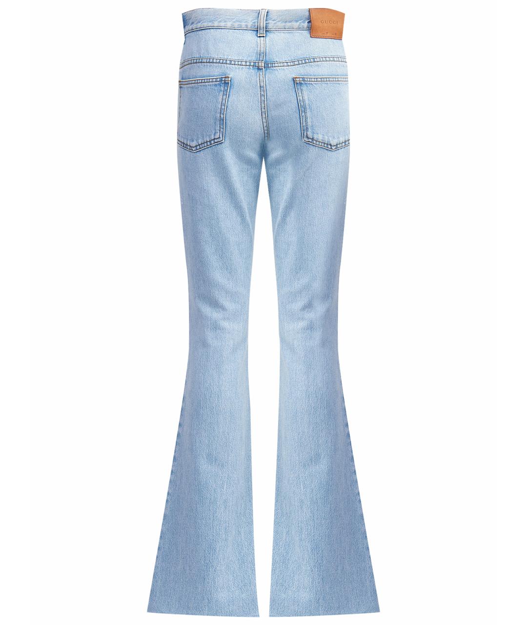 GUCCI Голубые хлопковые джинсы клеш, фото 12