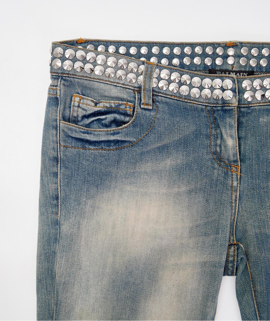 BALMAIN Голубые хлопковые прямые джинсы, фото 3