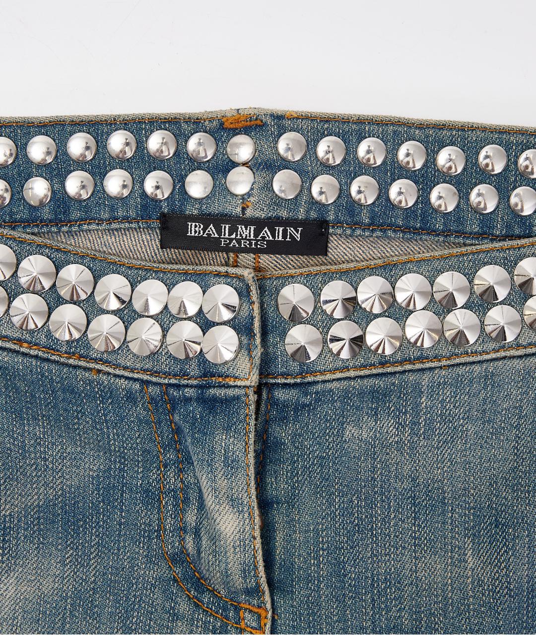 BALMAIN Голубые хлопковые прямые джинсы, фото 4