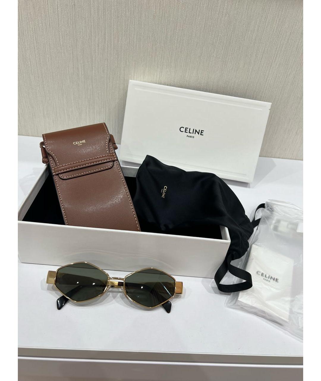 CELINE Зеленые металлические солнцезащитные очки, фото 4